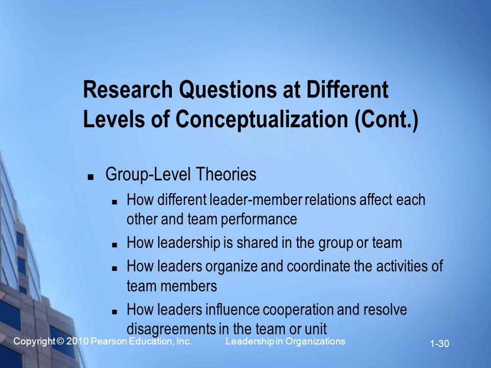 Research Questions at Different Levels of Conceptualization (Cont.)