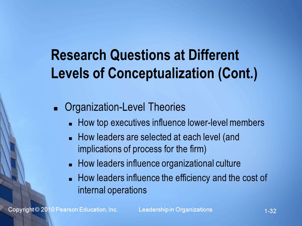 Research Questions at Different Levels of Conceptualization (Cont.)