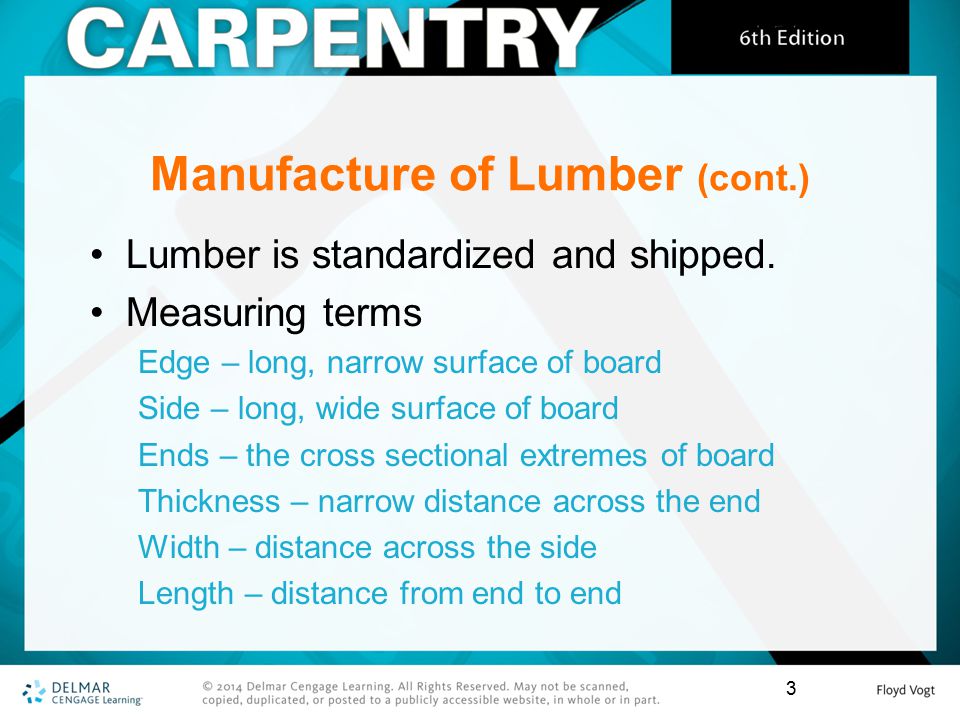 Manufacture of Lumber (cont.)