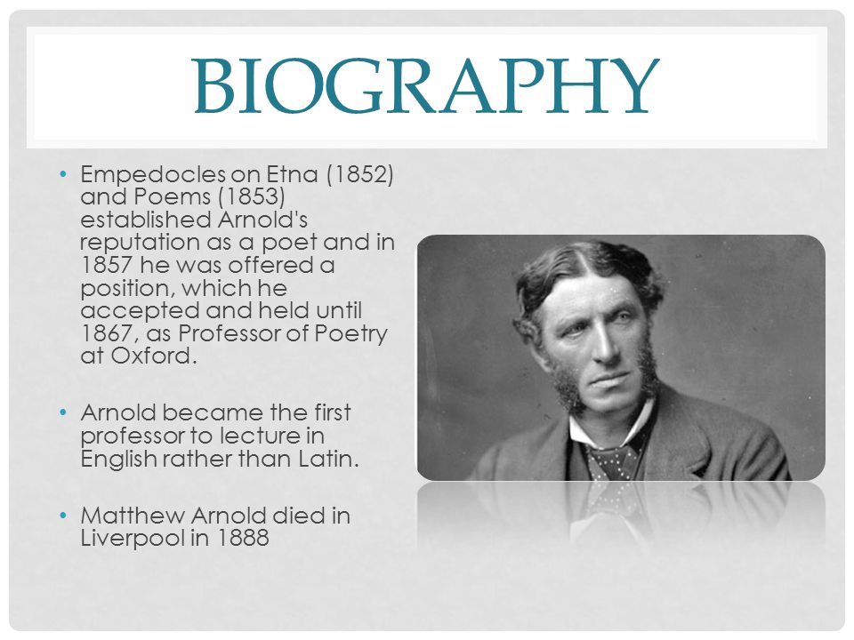 matthew arnold biography summary