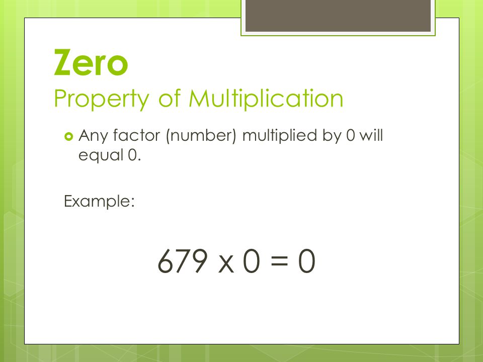 Zero Property of Multiplication