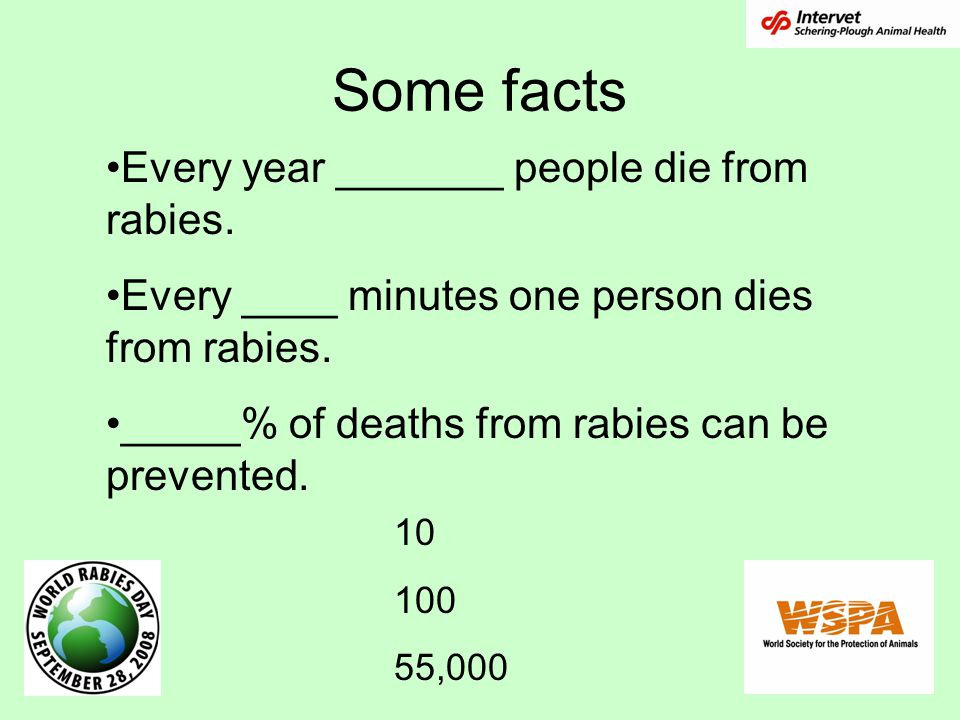 Some facts Every year _______ people die from rabies.