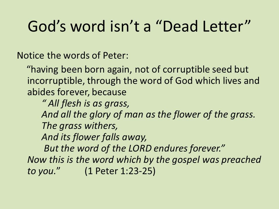 God’s word isn’t a Dead Letter