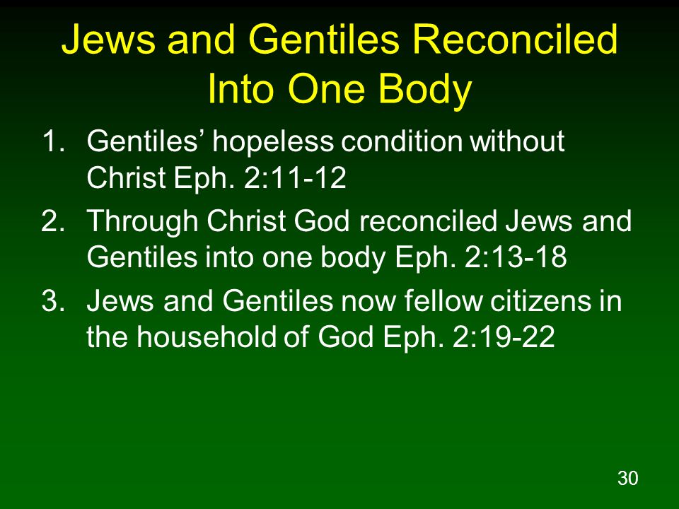 Jews and Gentiles Reconciled Into One Body