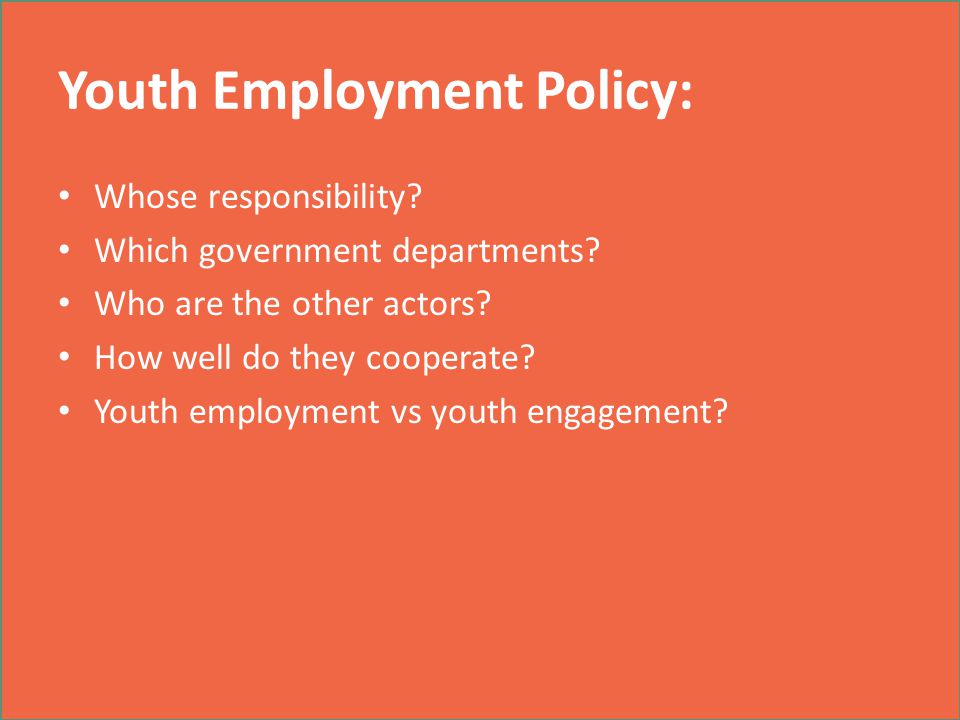 Youth Employment Policy: