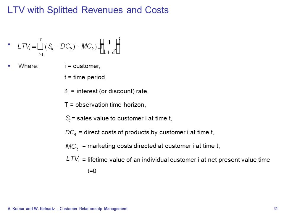 LTV with Splitted Revenues and Costs