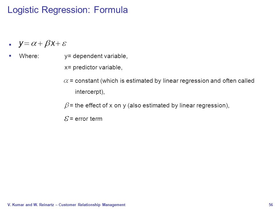 Logistic Regression: Formula