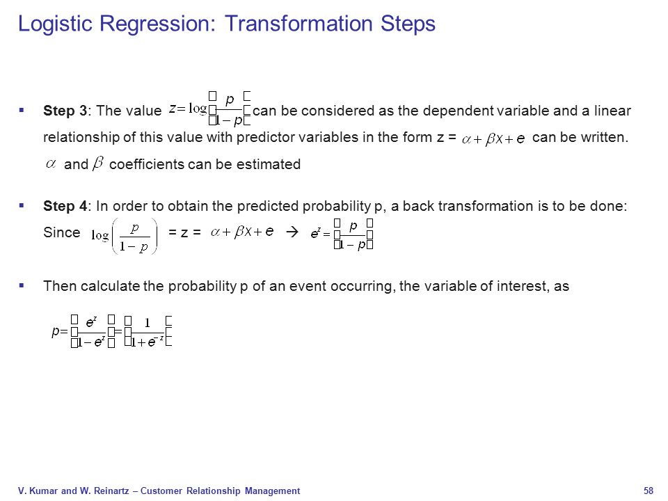 Logistic Regression: Transformation Steps