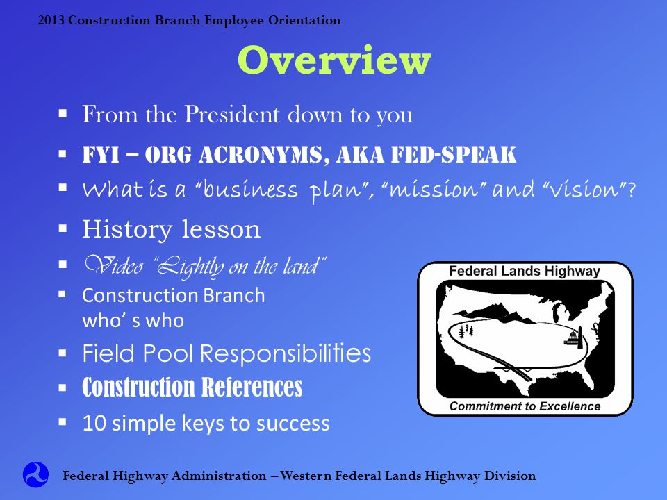 Central Federal Lands Organization Chart