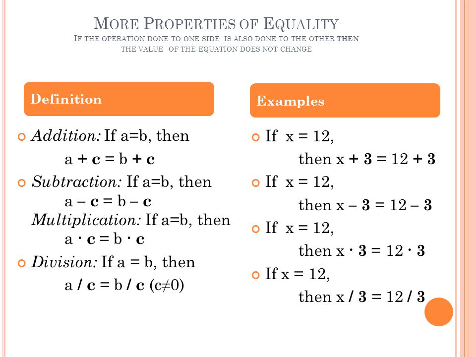 1 4 solving equations properties of equality ppt download property of equality