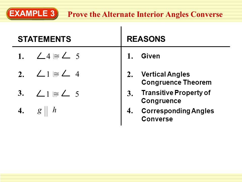 Example 3 Prove The Alternate Interior Angles Converse Ppt