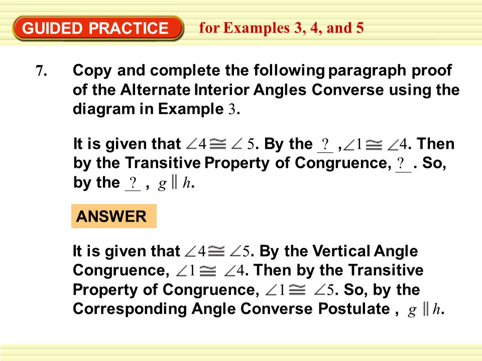EXAMPLE 3 Prove the Alternate Interior Angles Converse - ppt download
