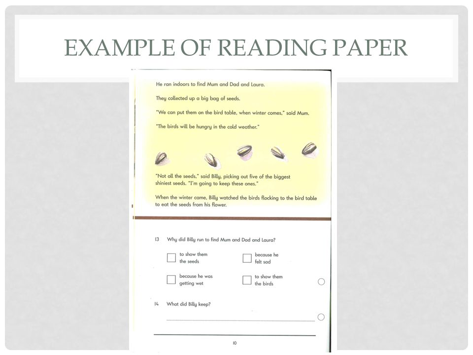 example of reading paper