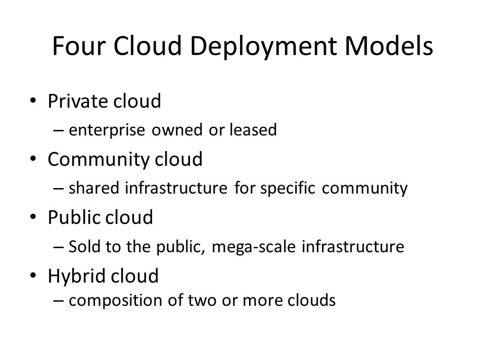 Four Cloud Deployment Models