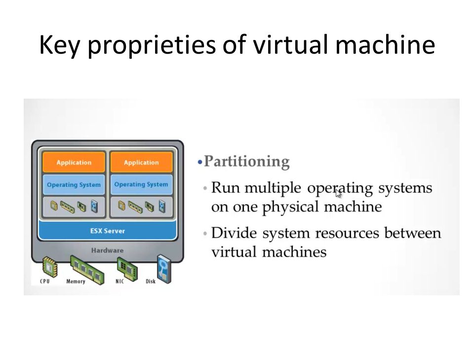 Key proprieties of virtual machine