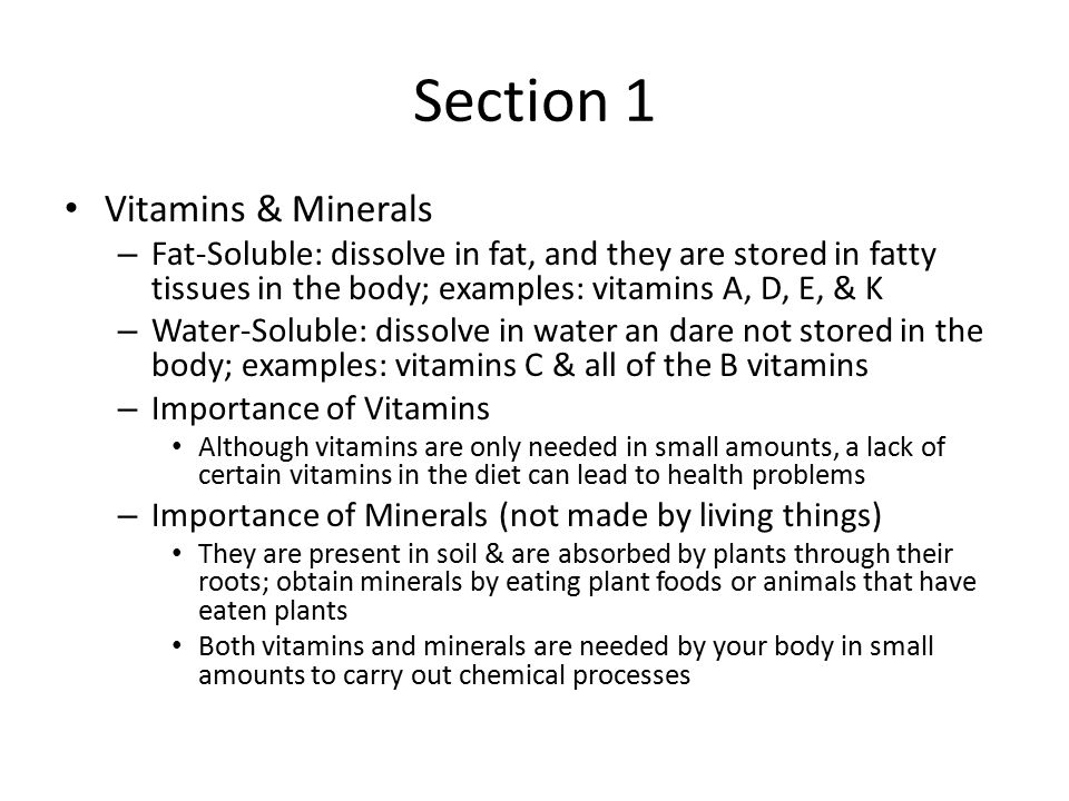 Section 1 Vitamins & Minerals