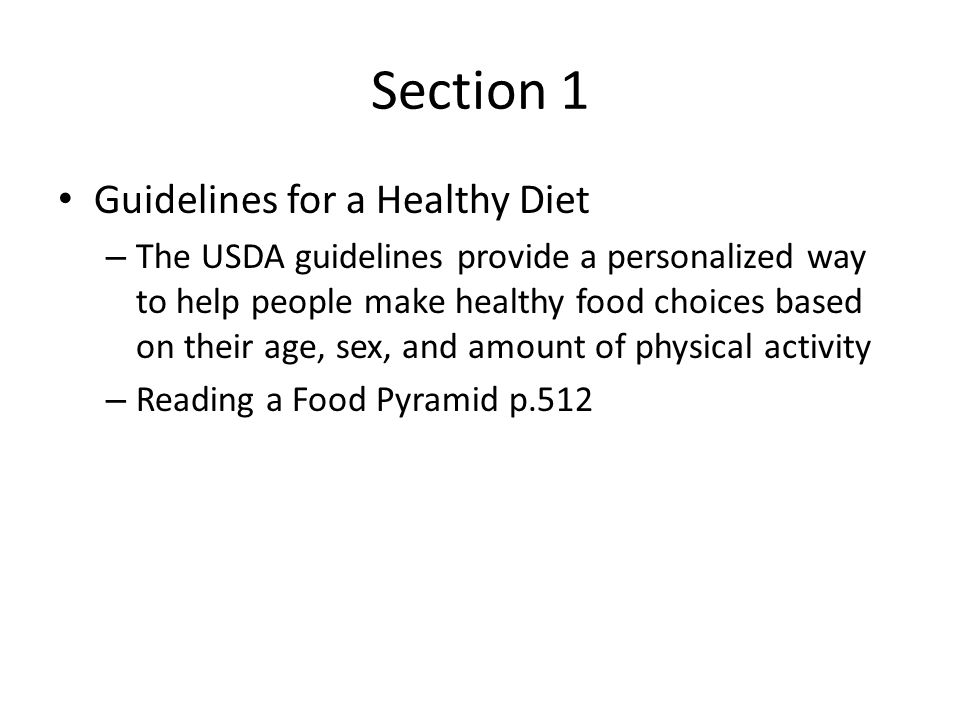 Section 1 Guidelines for a Healthy Diet