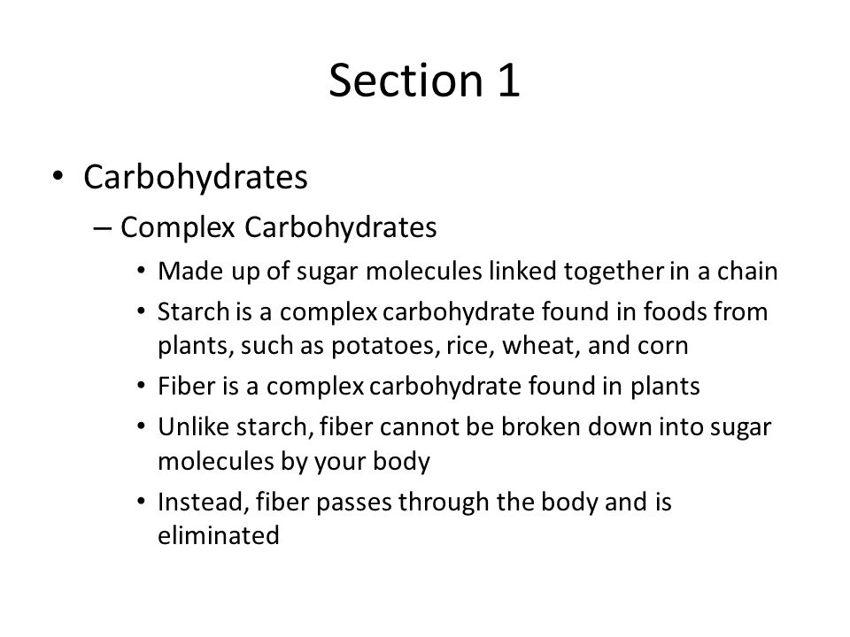 Section 1 Carbohydrates Complex Carbohydrates
