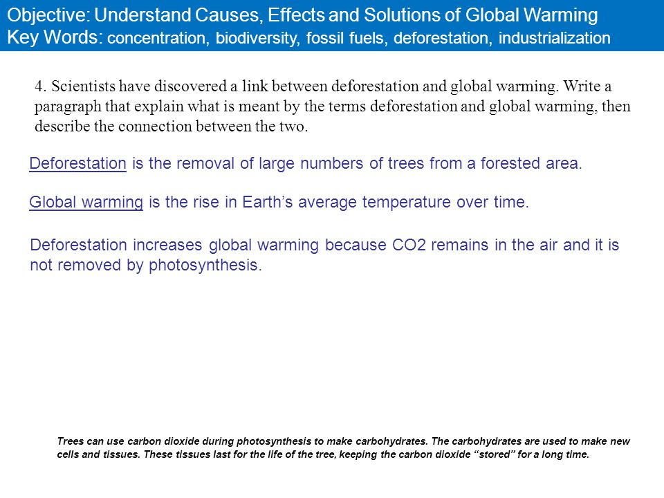 Objective: Understand Causes, Effects and Solutions of Global Warming