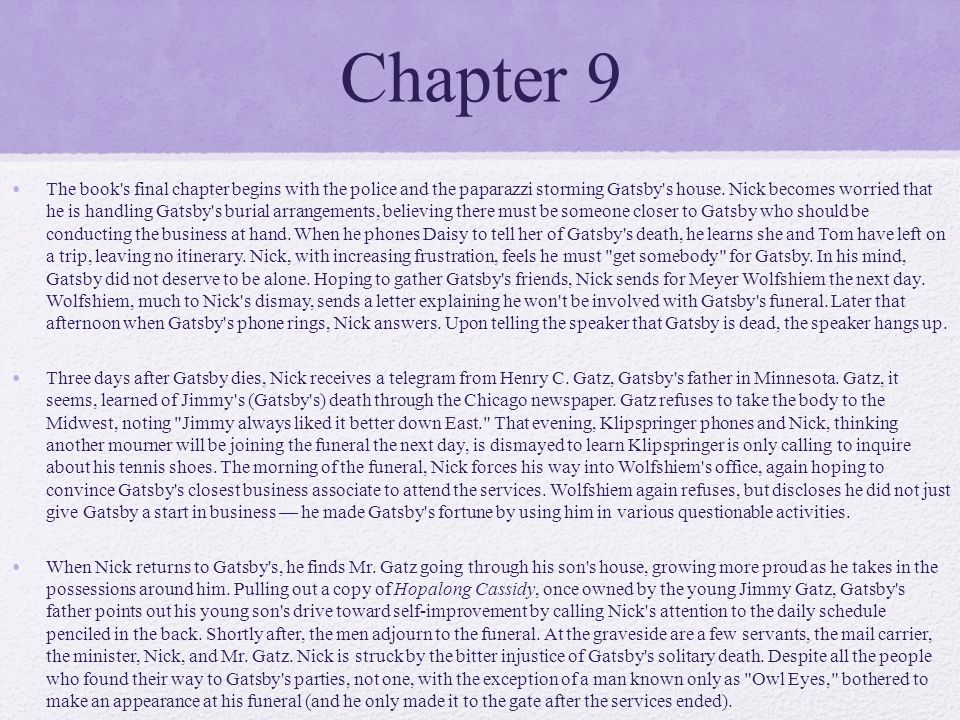 summary the great gatsby chapter 9