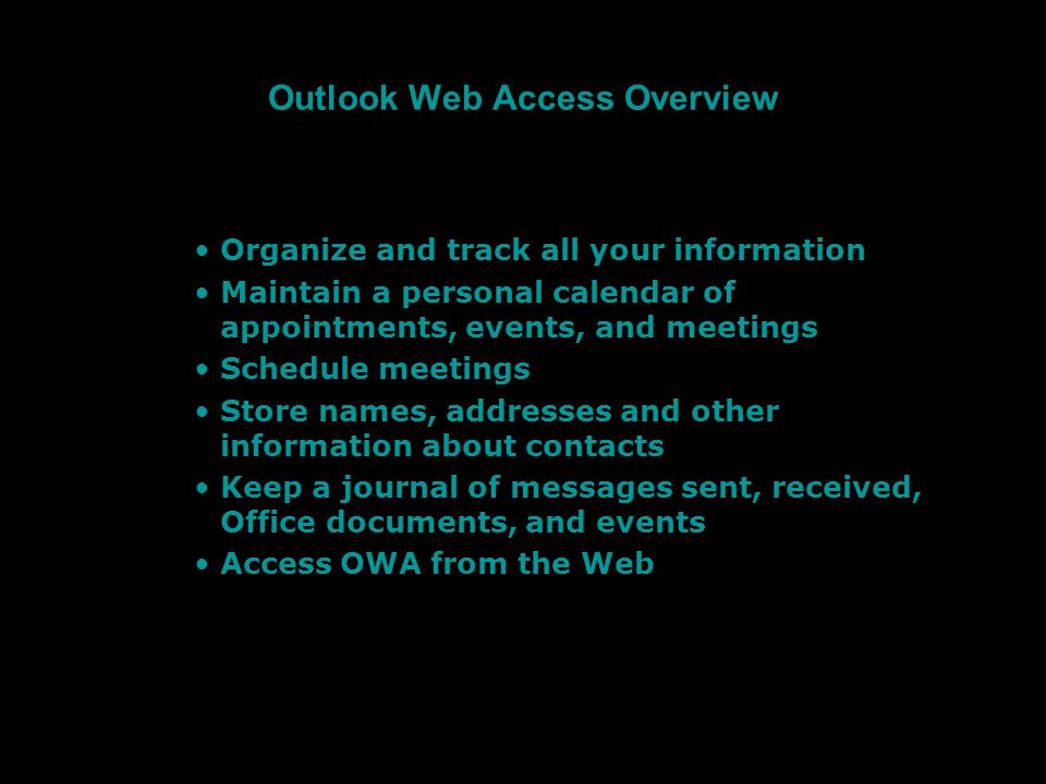 Outlook Web Access Overview