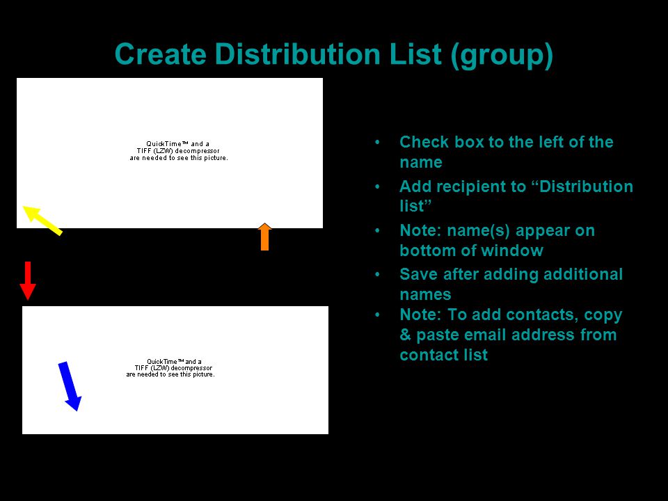 Create Distribution List (group)