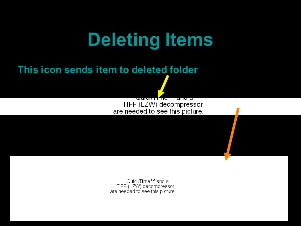 Deleting Items This icon sends item to deleted folder