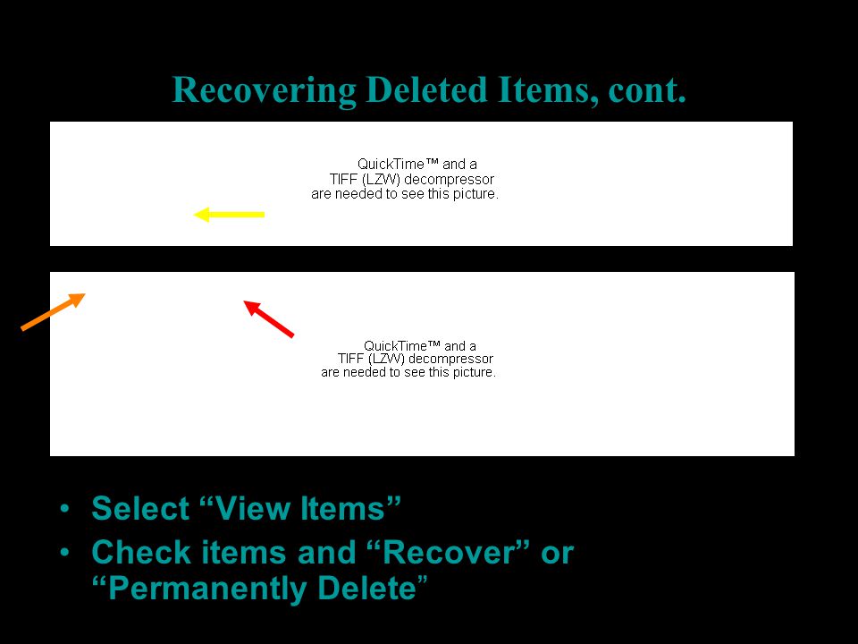 Recovering Deleted Items, cont.