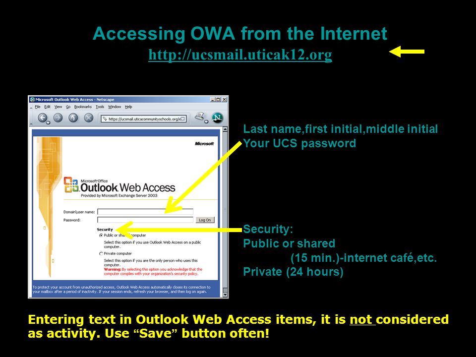 Accessing OWA from the Internet