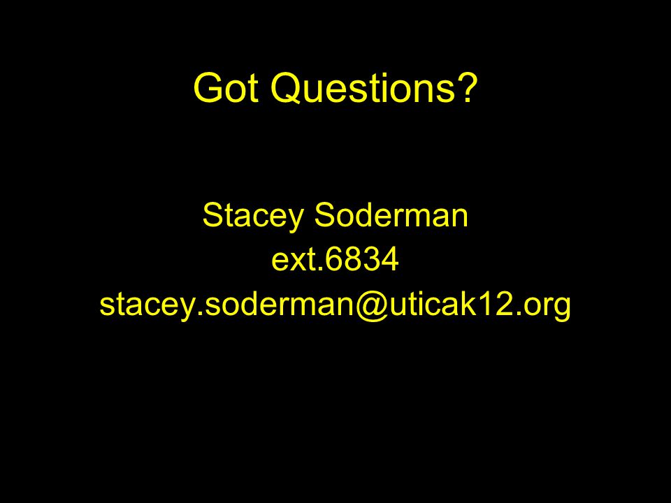 Got Questions Stacey Soderman ext.6834