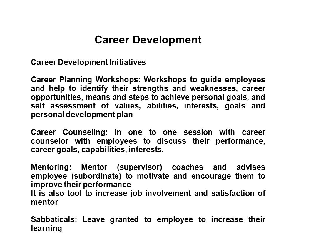 Career Development Career Development Initiatives