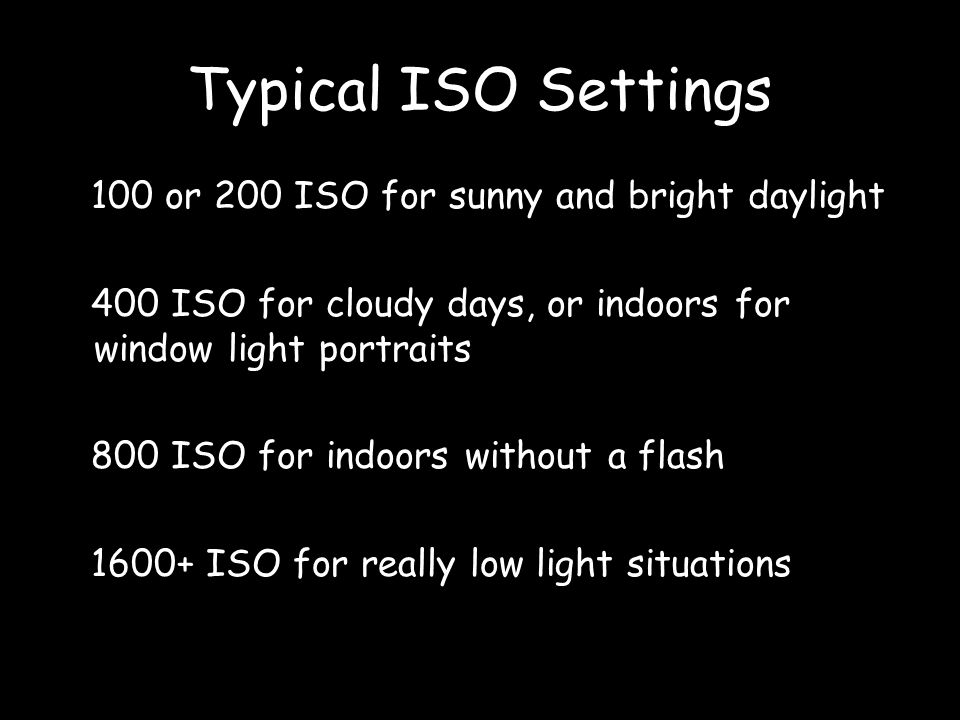 Typical ISO Settings