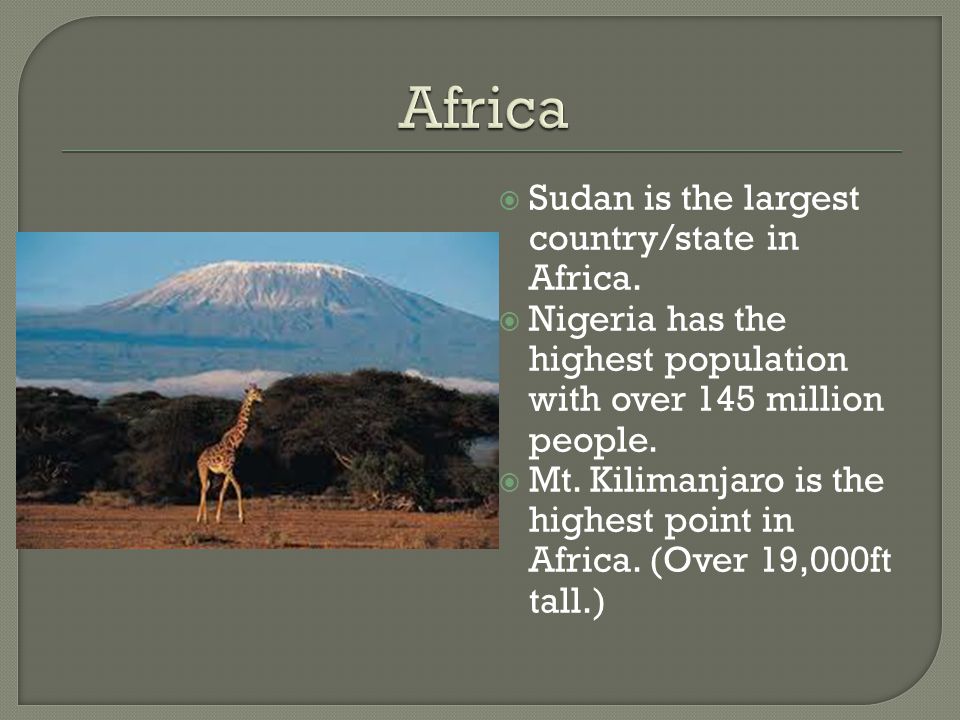 Africa Sudan is the largest country/state in Africa.