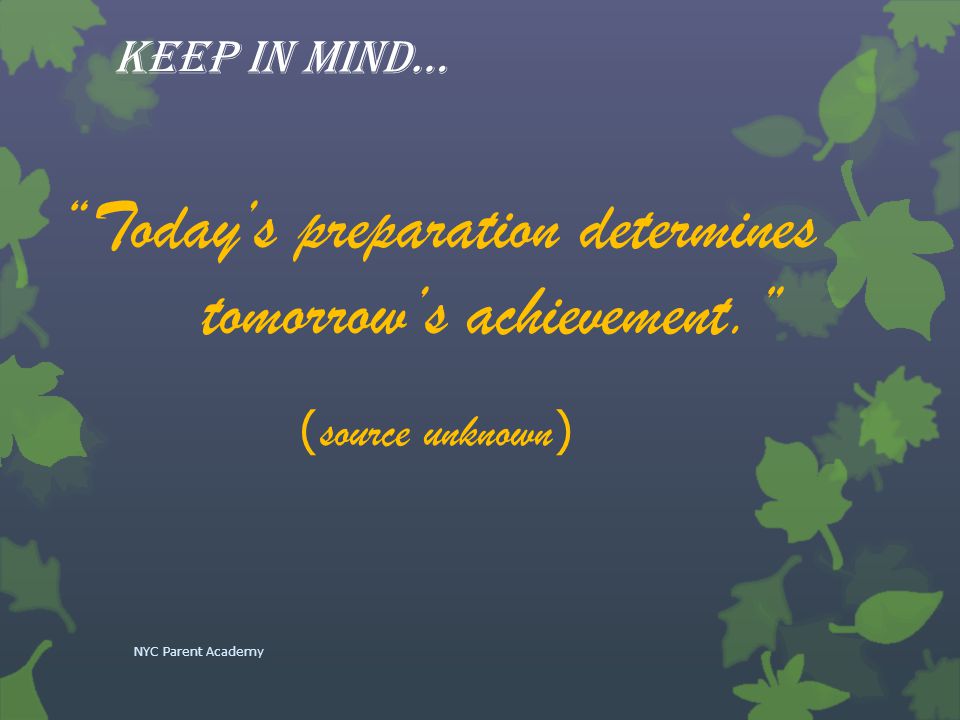 Today’s preparation determines tomorrow’s achievement.