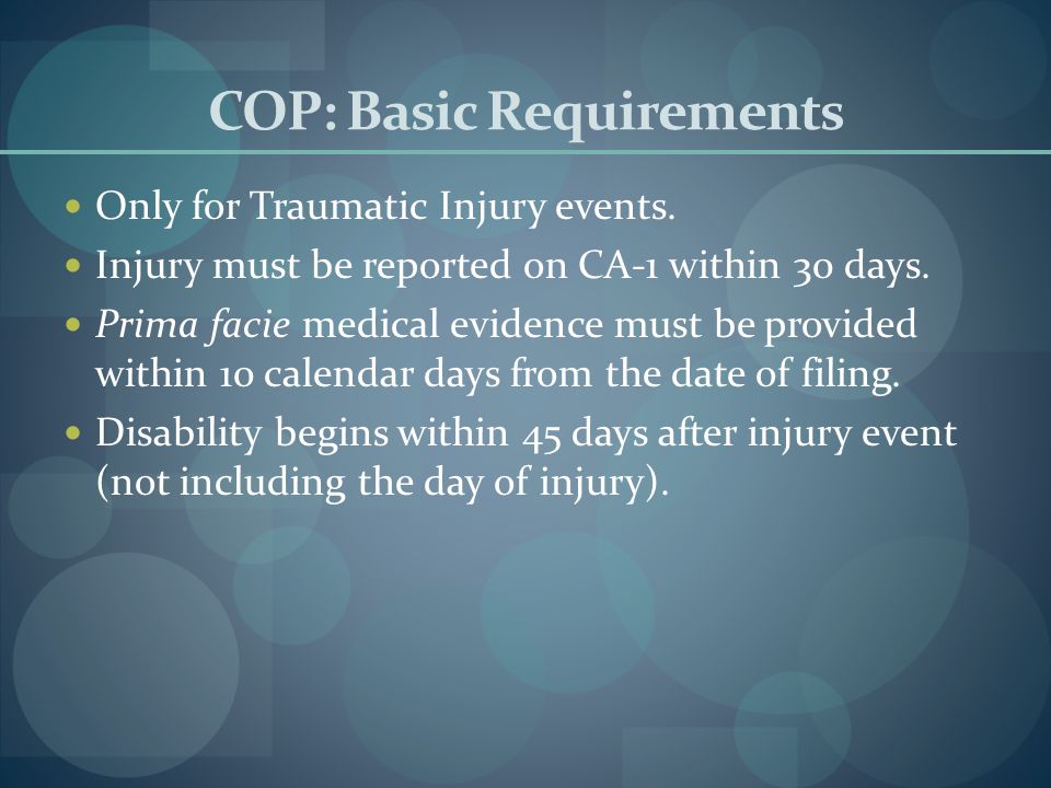 COP: Basic Requirements