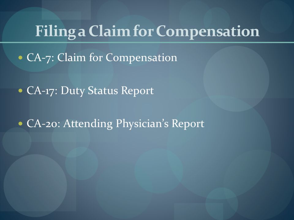 Filing a Claim for Compensation