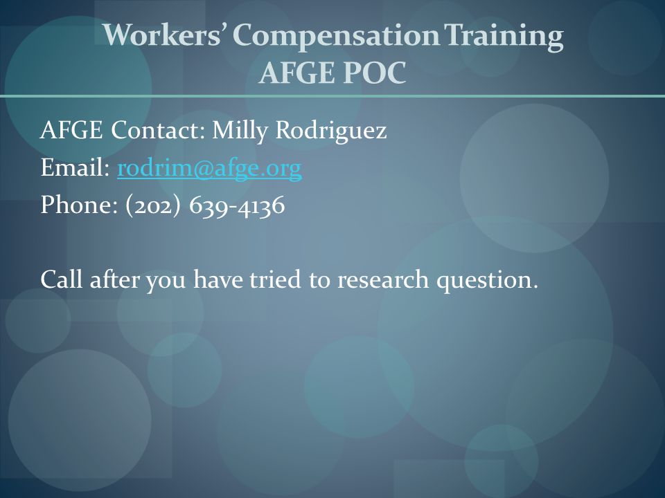 Workers’ Compensation Training AFGE POC