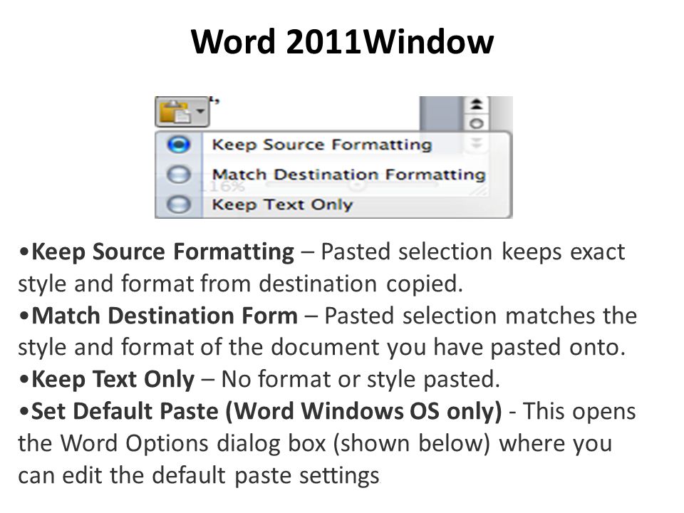 keep source formatting word 2011