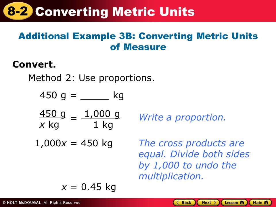 Additional Example 3B: Converting Metric Units of Measure