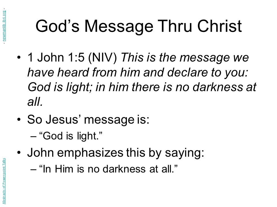 God’s Message Thru Christ