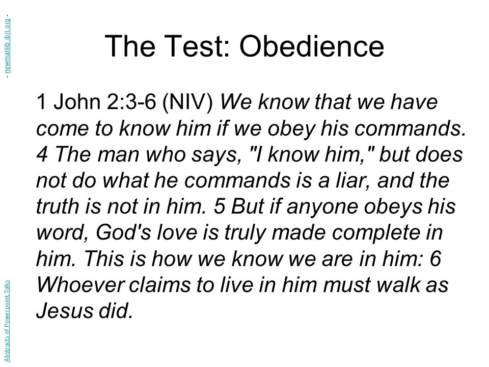 The Test: Obedience - newmanlib.ibri.org -