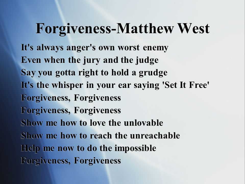 Forgiveness-Matthew West