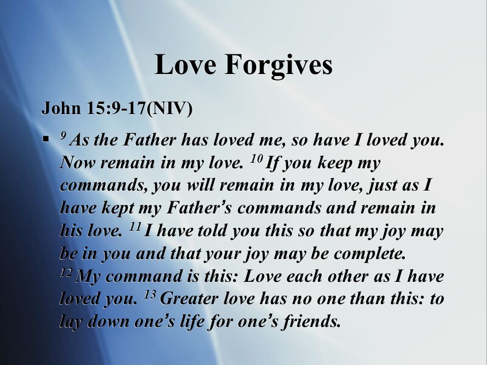 Love Forgives John 15:9-17(NIV)