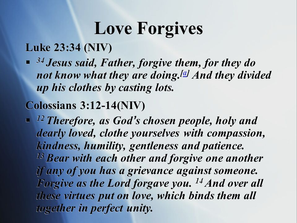 Love Forgives Luke 23:34 (NIV)
