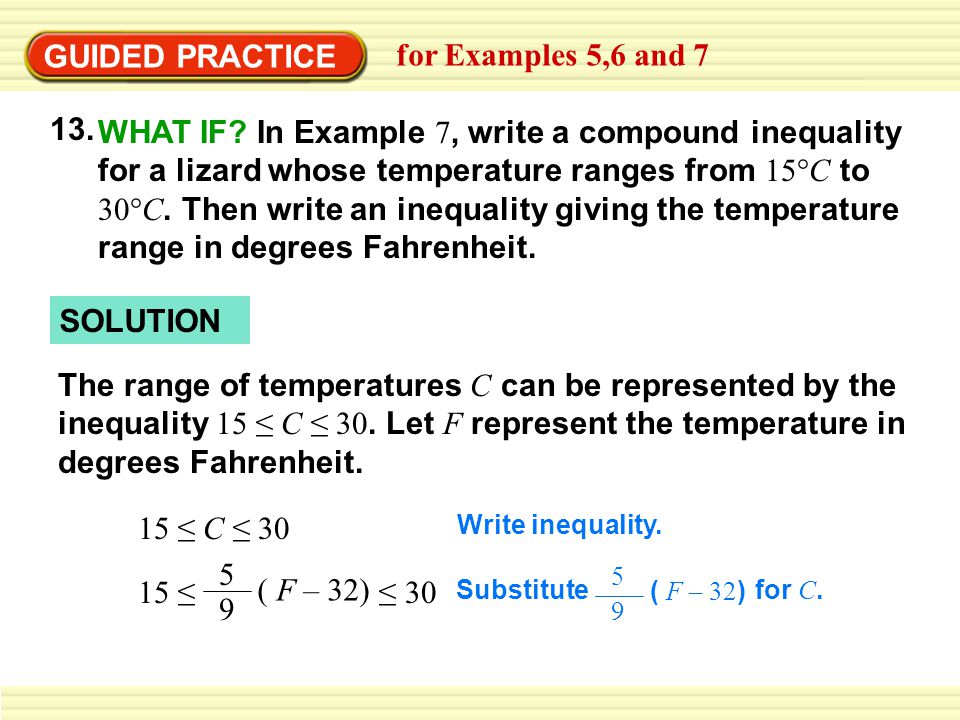 GUIDED PRACTICE for Examples 5,6 and 7 13.