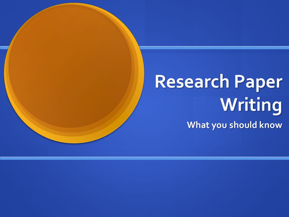 Research Paper Writing