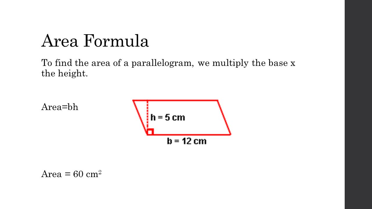 Finding The Area Of A Parallelogram Ppt Video Online Download