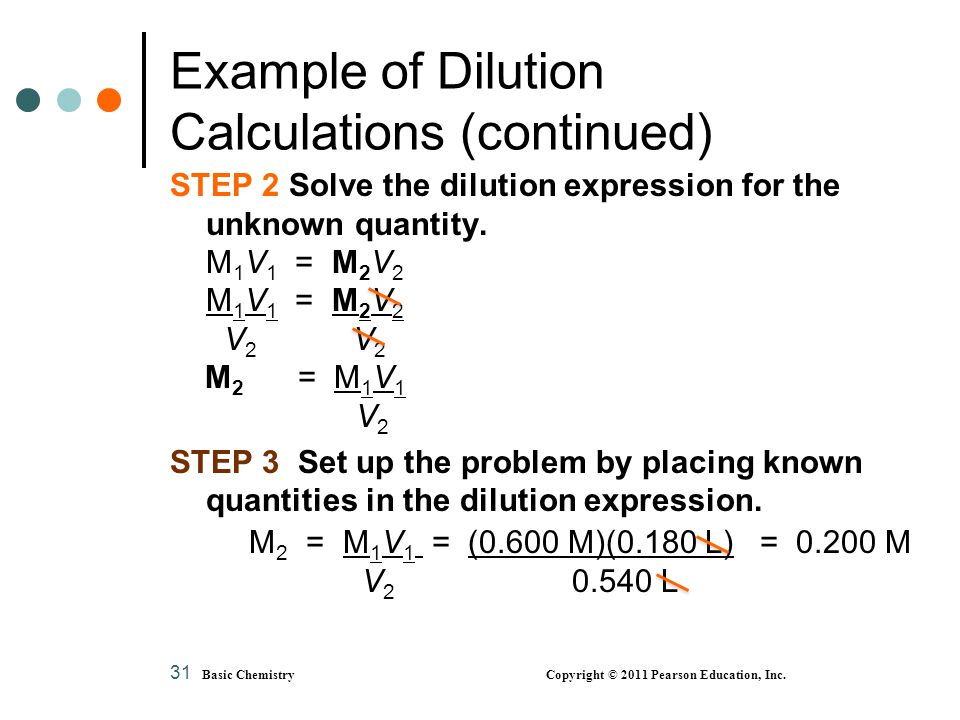 Example of Dilution Calculations (continued)