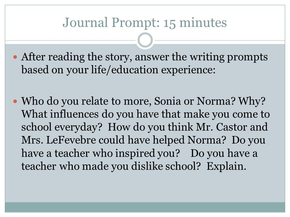 Journal Prompt: 15 minutes