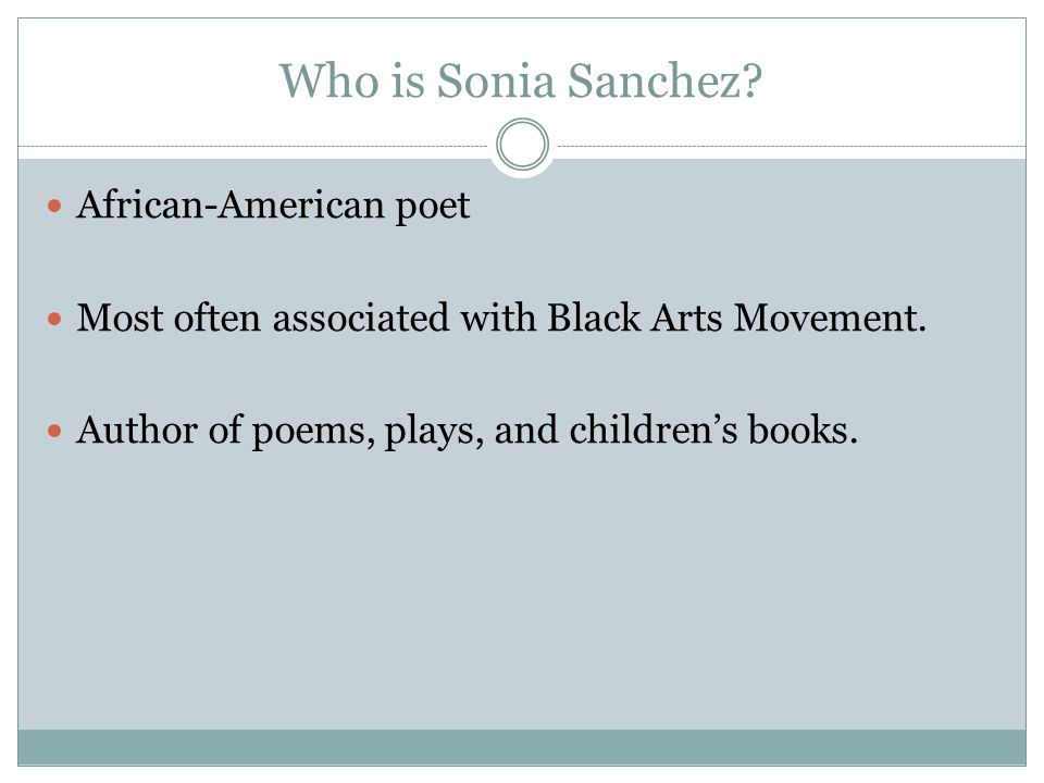Who is Sonia Sanchez African-American poet